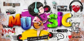 欧美风MUSIC音乐KTV壁画