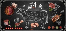 欧美风鲜牛肉餐饮背景墙壁画