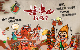 撸串烧烤背景墙