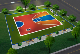 厂区员工休闲篮球场地绿化效果图