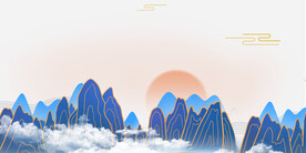 简约客厅中式山水背景墙