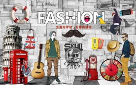 复古怀旧青春潮人背景墙图