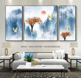 现代抽象山水装饰画无框画挂画