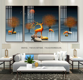 轻奢风客厅装饰画沙发背景画