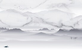 高端山水中式画 TIF分层图