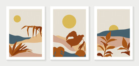 叶子山脉插画装饰画