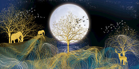 晶瓷画 树木风 夜景风