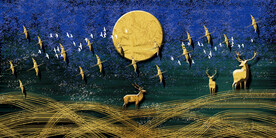 晶瓷画 彩绘 麋鹿