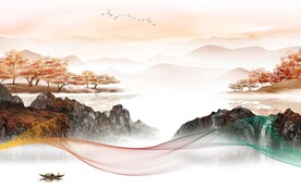 最新客厅山水 tif分层画 