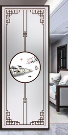 高清分层彩白彩屏风玻璃写真图