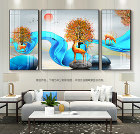 现代抽象客厅装饰画麋鹿挂画