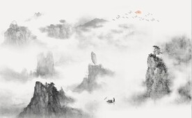 新中式水墨山水风景电视背景墙