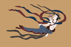 敦煌莫高窟390窟隋献花飞天