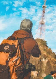 数字油画装饰画素材旅行途中的人