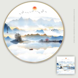 圆形水墨画