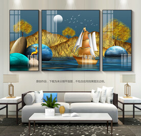 一帆风顺客厅装饰画沙发背景画