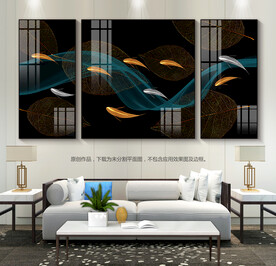 九鱼图客厅装饰画沙发背景画