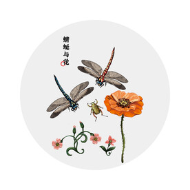 花卉蜻蜓与花矢量插画元素