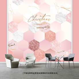 店铺工装背景墙粉色