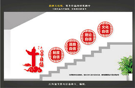 楼道四个自信文化墙