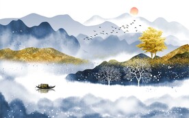 高端意境山水发财树