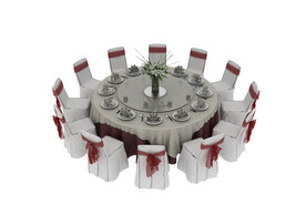 10人大餐桌3d模型