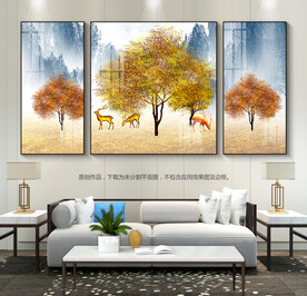 创意客厅装饰画森林小鹿挂画