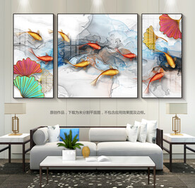 现代卧室装饰画九鱼图玄关挂画