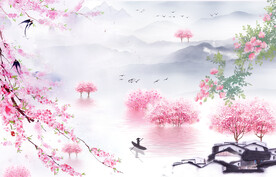 江南水墨山水画