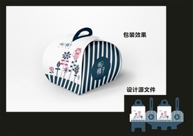 蛋糕西点包装效果图+平面图 