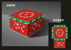 蛋糕西点包装效果图+平面图 