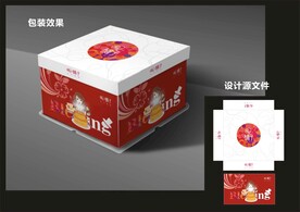 蛋糕西点包装效果图+平面图 