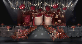 红黑金田园风婚礼效果图