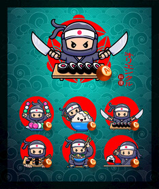 矢量日本传统料理漫画系列