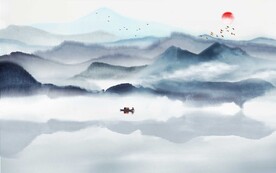 高端意境山水背景墙