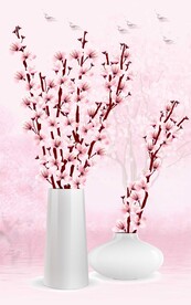 桃花花瓶装饰画