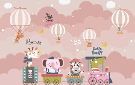 小动物火车儿童房背景墙