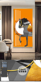 骏马折纸玄关晶瓷画