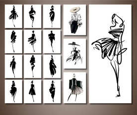 矢量手绘T台时尚服饰