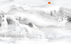 新中式客厅风景山水 TIF分层