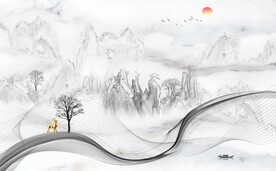 现代 中式灰色山水