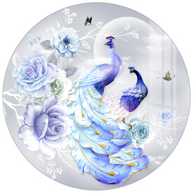 现代简约浮雕孔雀圆形装饰画