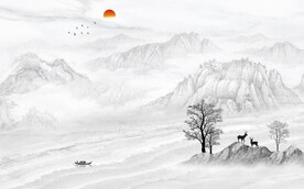 中式山水背景墙图片