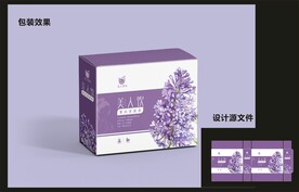 女性花茶包装效果图+平面图 