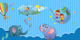 卡通儿童房背景画