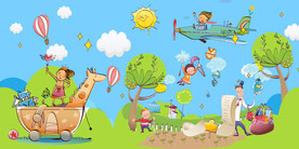 卡通儿童房娱乐游玩背景画