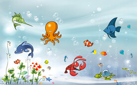 卡通儿海底世界背景墙画
