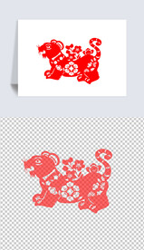 虎年老虎剪纸元素