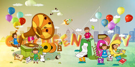 卡通儿童床头背景画