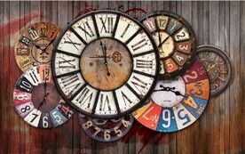 欧美风时钟钟表餐饮酒吧背景墙